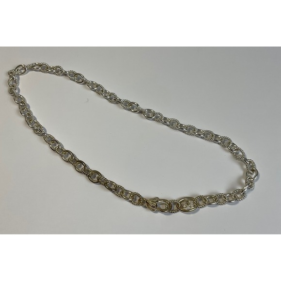 Judith Ripka Jewelry - Judith Ripka Sterling Silver 925 CZ Heart Clasp Link Chain Necklace 17 Inch